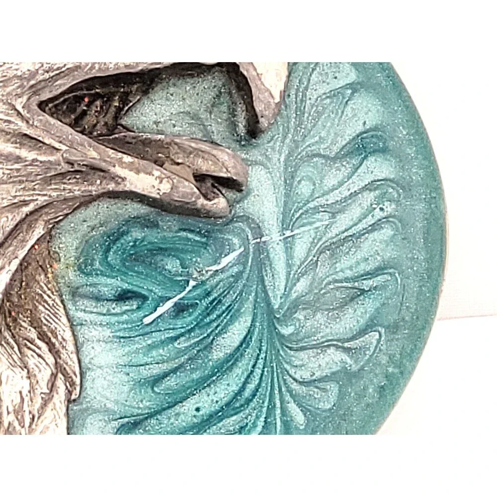 Vintage 1987 Siskiyou Turquoise Enamel Pewter 🦅Eagle Belt Buckle